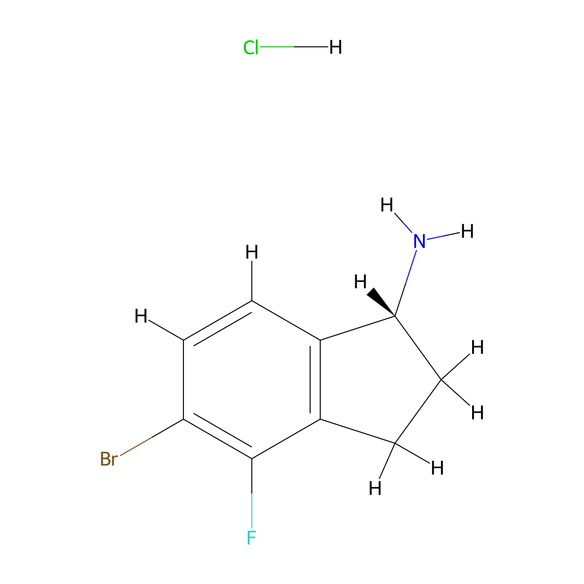 (R)-5-Bromo-4-fluoro-2,3-dihydro-1H-inden-1-amine hydrochloride molecular structure, CAS 2703746-35-2