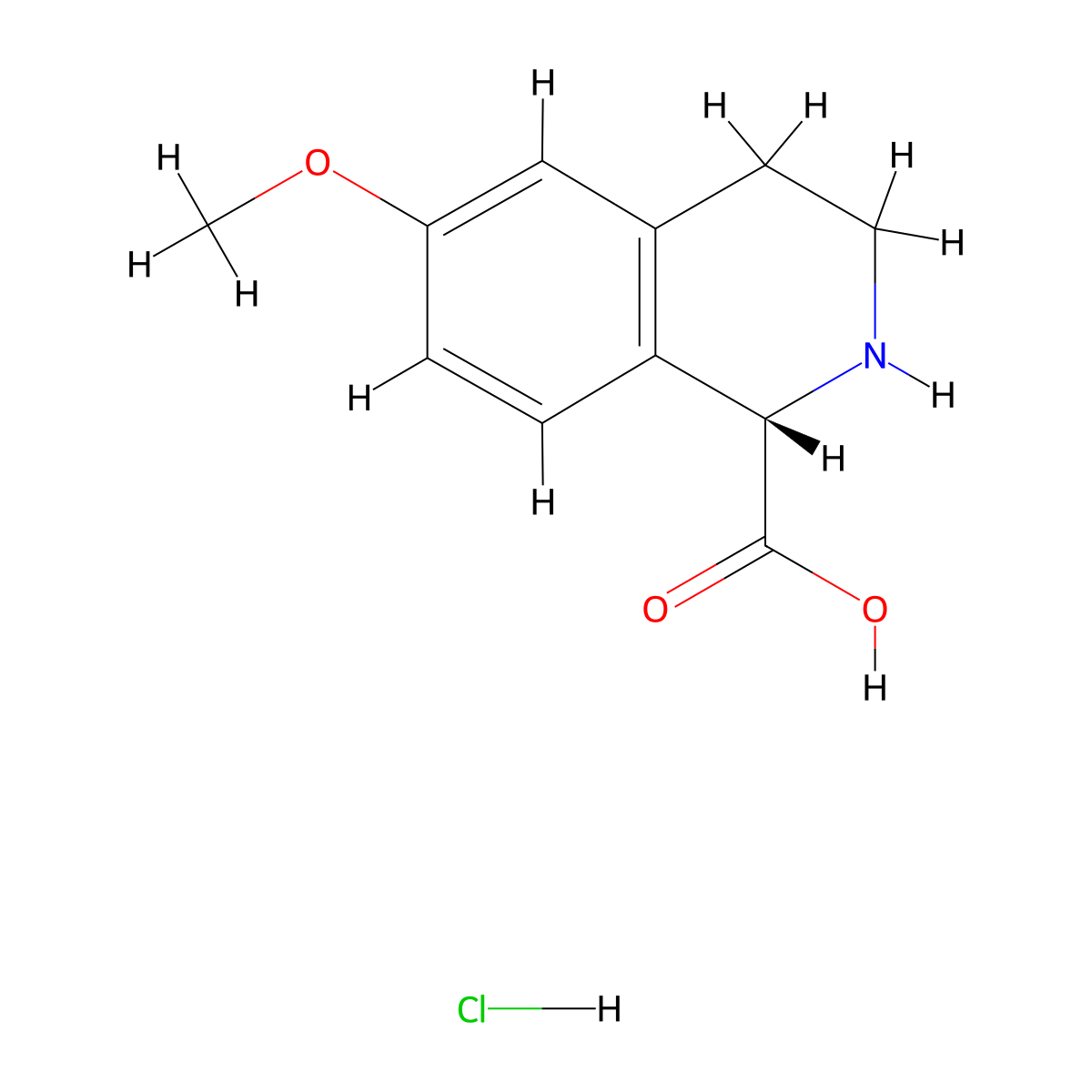 (S)-6-Methoxy-1,2,3,4-tetrahydroisoquinoline-1-carboxylic acid hydrochloride molecular structure, CAS 2703746-36-3