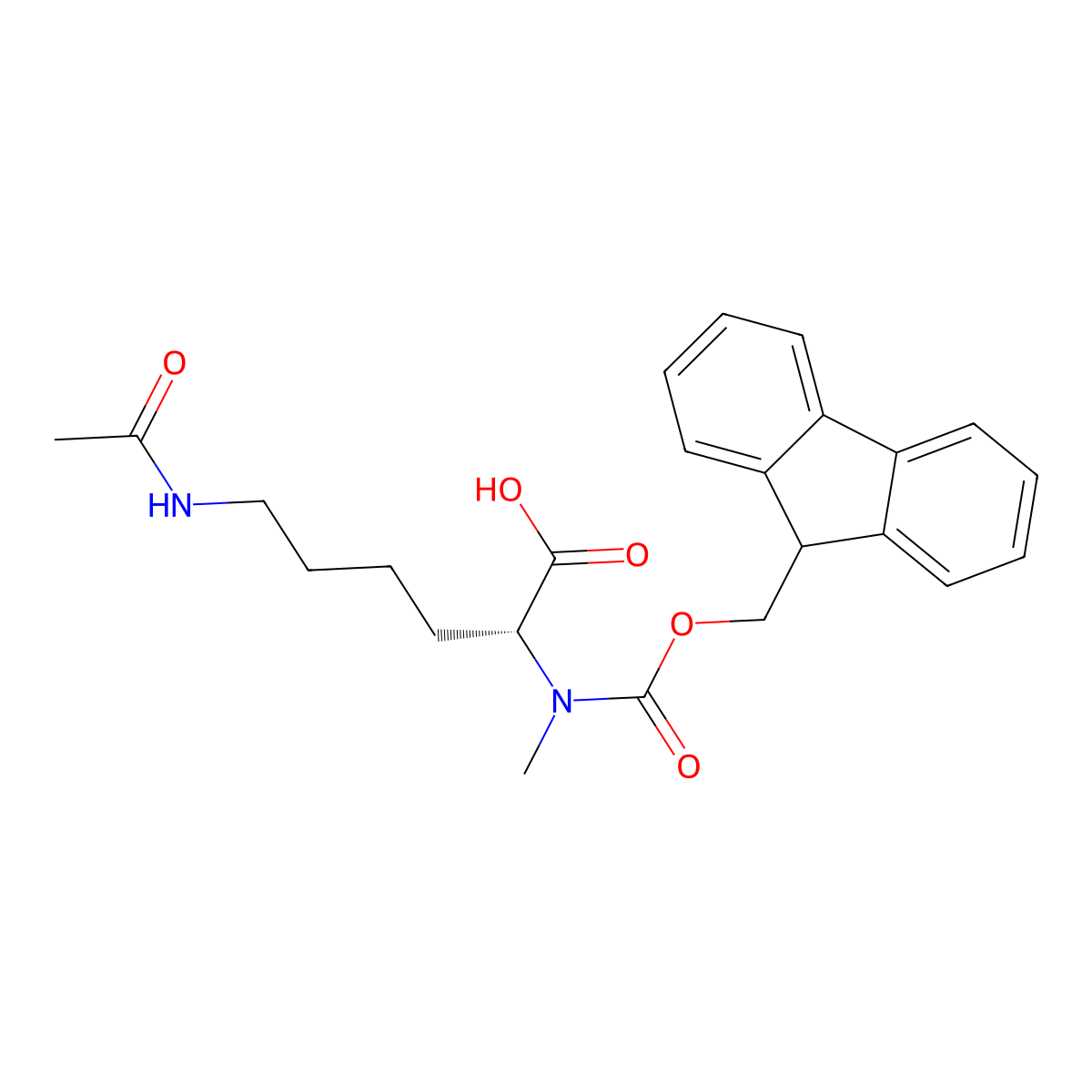 (R)-2-((((9H-Fluoren-9-yl)methoxy)carbonyl)(methyl)amino)-6-acetamidohexanoic acid molecular structure, CAS 2703746-37-4