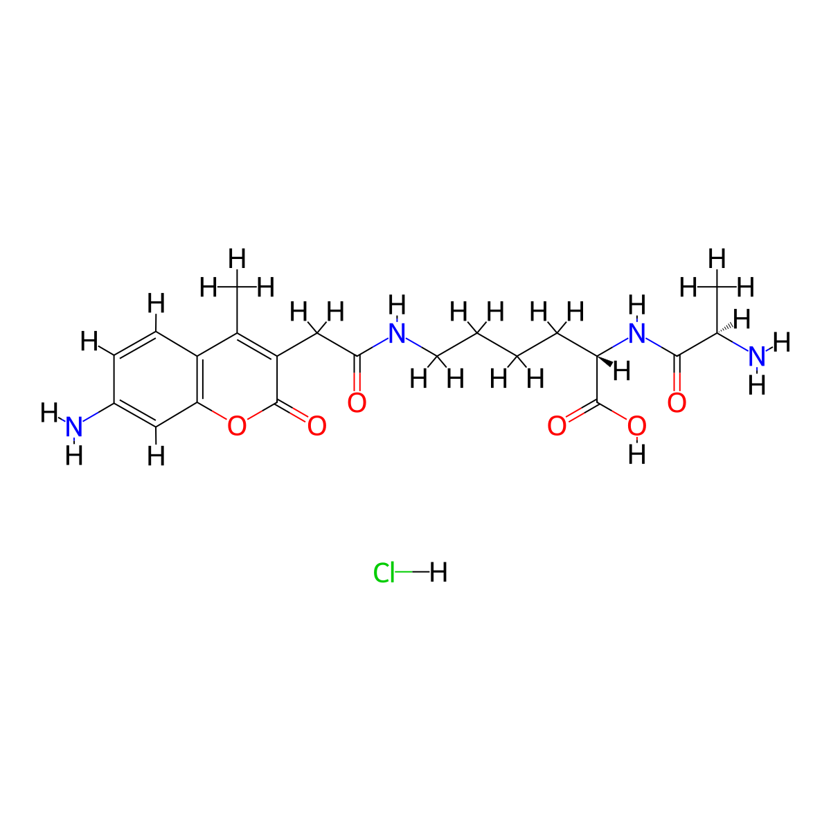 D-Ala-Lys-AMCA hydrochloride molecular structure, CAS 2703746-41-0