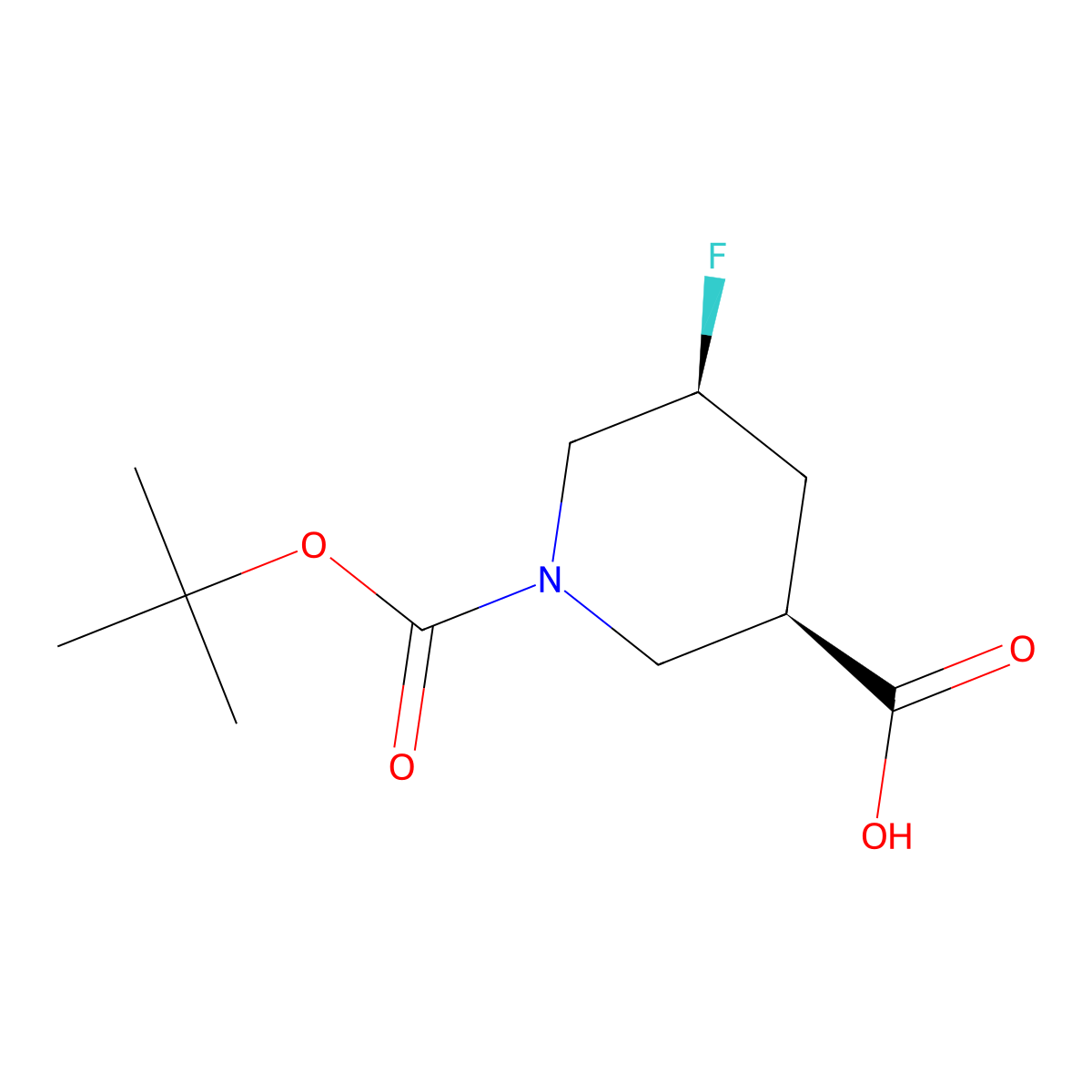 (3R,5S)-1-Boc-5-fluoropiperidine-3-carboxylic Acid molecular structure, CAS 2703746-42-1