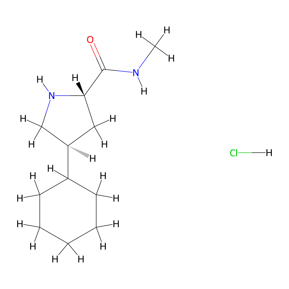 (2S,4S)-4-cyclohexyl-N-methylpyrrolidine-2-carboxamide hydrochloride molecular structure, CAS 2703748-87-0