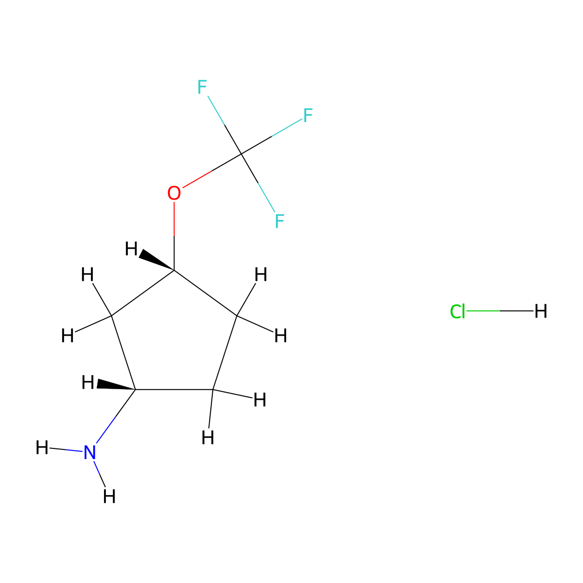 (1S,3R)-3-(trifluoromethoxy)cyclopentan-1-amine hydrochloride molecular structure, CAS 2703749-04-4