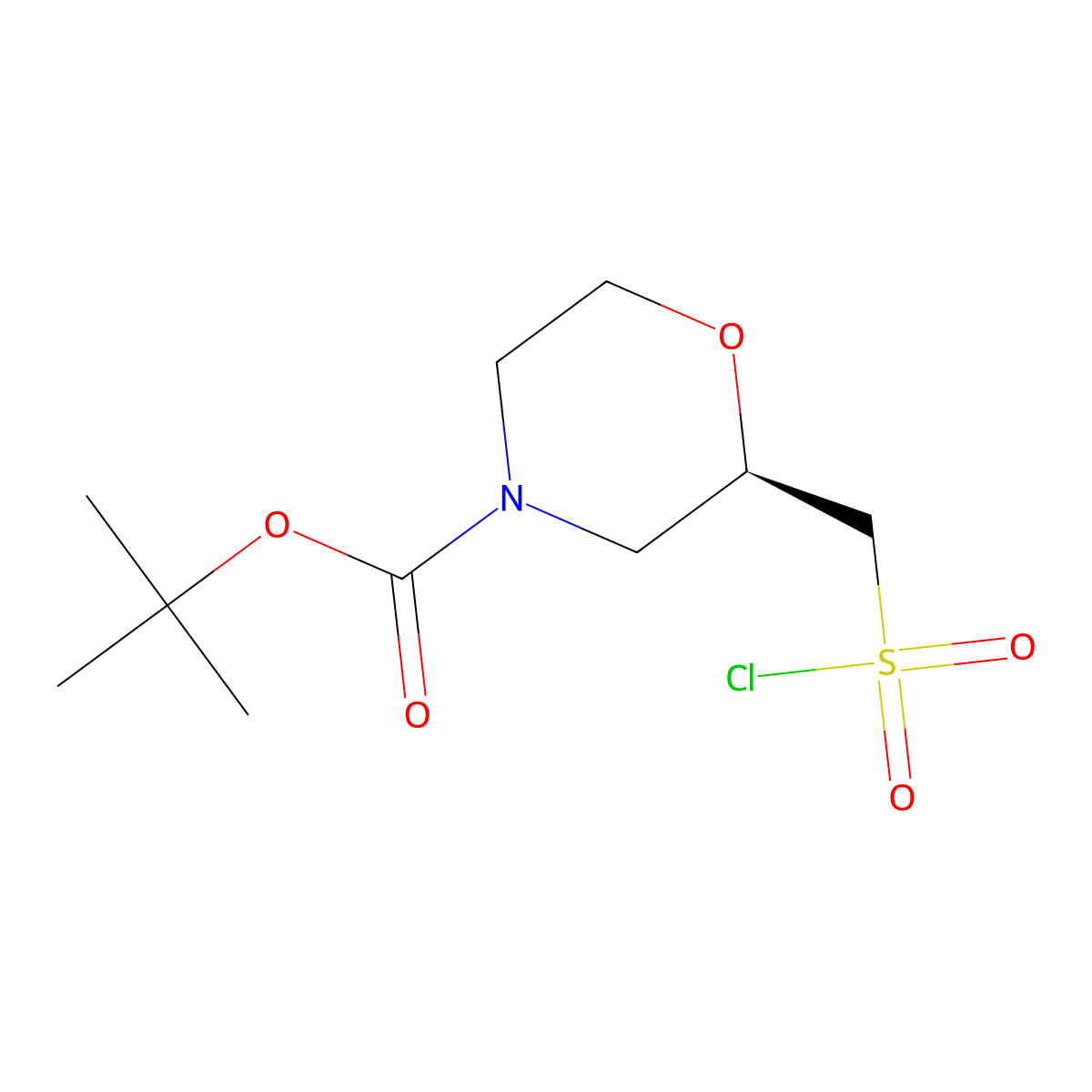 tert-butyl (2R)-2-[(chlorosulfonyl)methyl]morpholine-4-carboxylate molecular structure, CAS 2703749-06-6