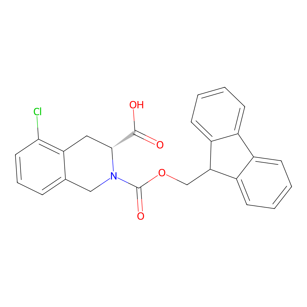 (3R)-5-chloro-2-{[(9H-fluoren-9-yl)methoxy]carbonyl}-1,2,3,4-tetrahydroisoquinoline-3-carboxylic acid molecular structure, CAS 2703749-07-7