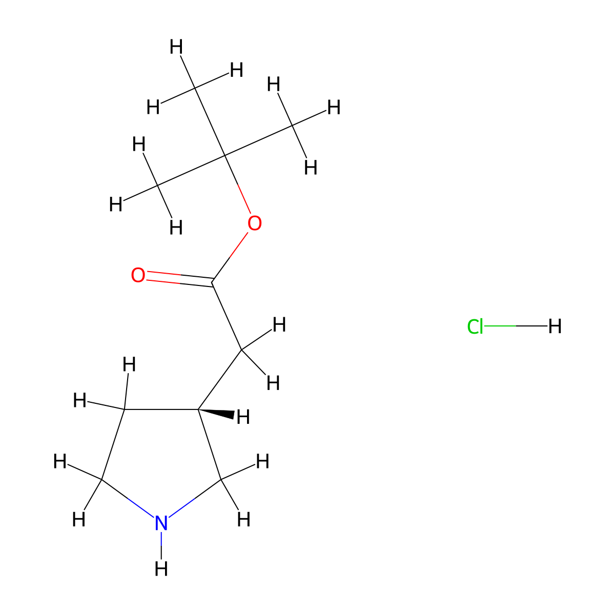 tert-butyl 2-((3R)-pyrrolidin-3-yl)acetate hydrochloride molecular structure, CAS 2703749-13-5
