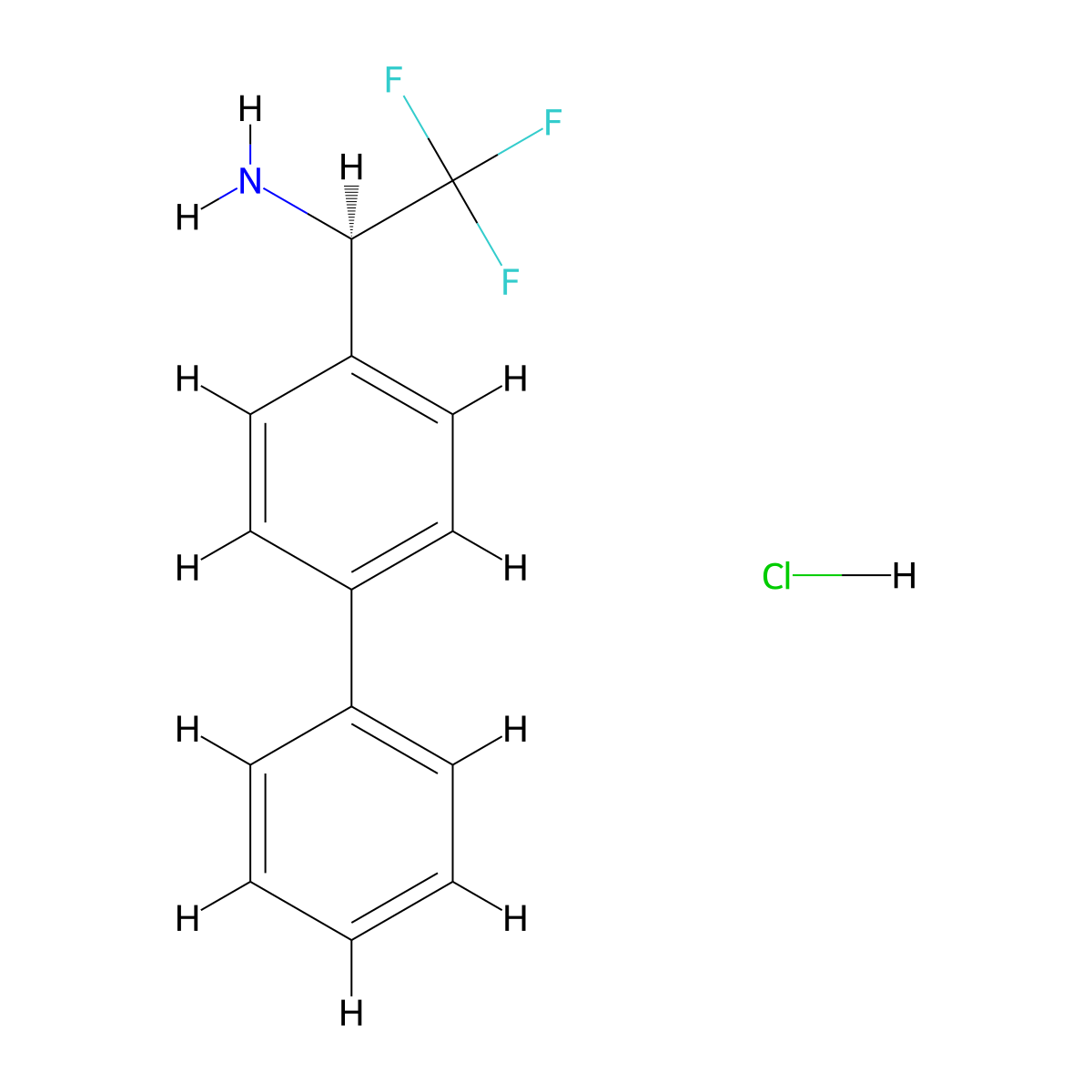 (1R)-2,2,2-trifluoro-1-(4-phenylphenyl)ethan-1-amine hydrochloride molecular structure, CAS 2703749-14-6