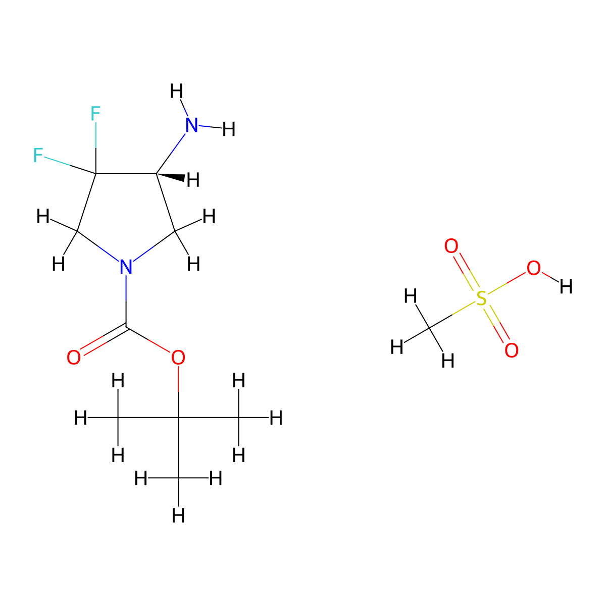 methanesulfonic acid; tert-butyl (4R)-4-amino-3,3-difluoropyrrolidine-1-carboxylate molecular structure, CAS 2703749-31-7