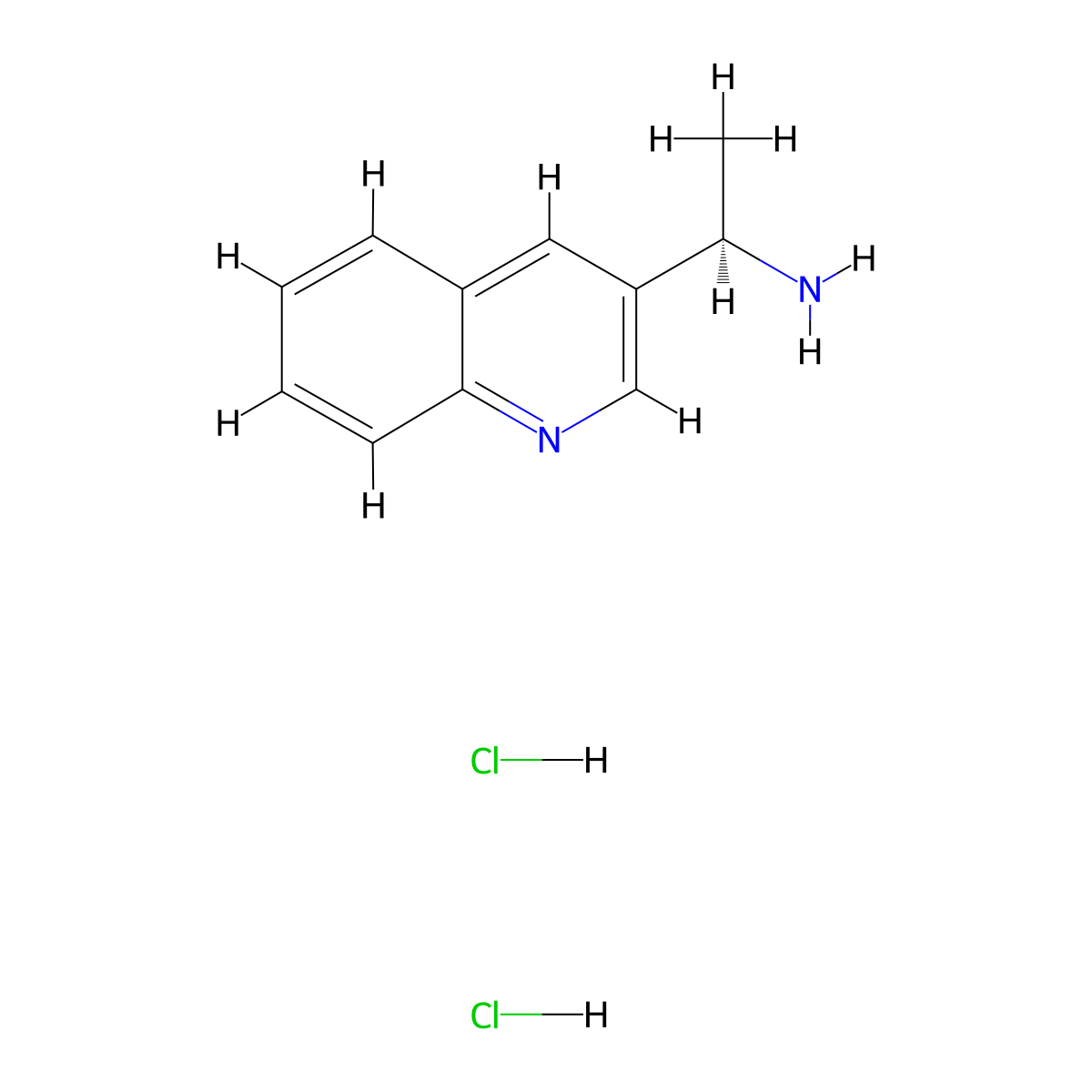 (1R)-1-(quinolin-3-yl)ethan-1-aminedihydrochloride molecular structure, CAS 2703749-34-0