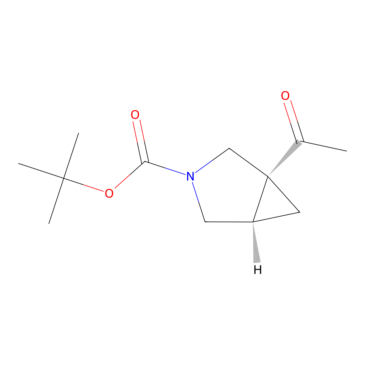 tert-butyl (1R,5R)-1-acetyl-3-azabicyclo(3.1.0)hexane-3-carboxylate molecular structure, CAS 2703749-36-2