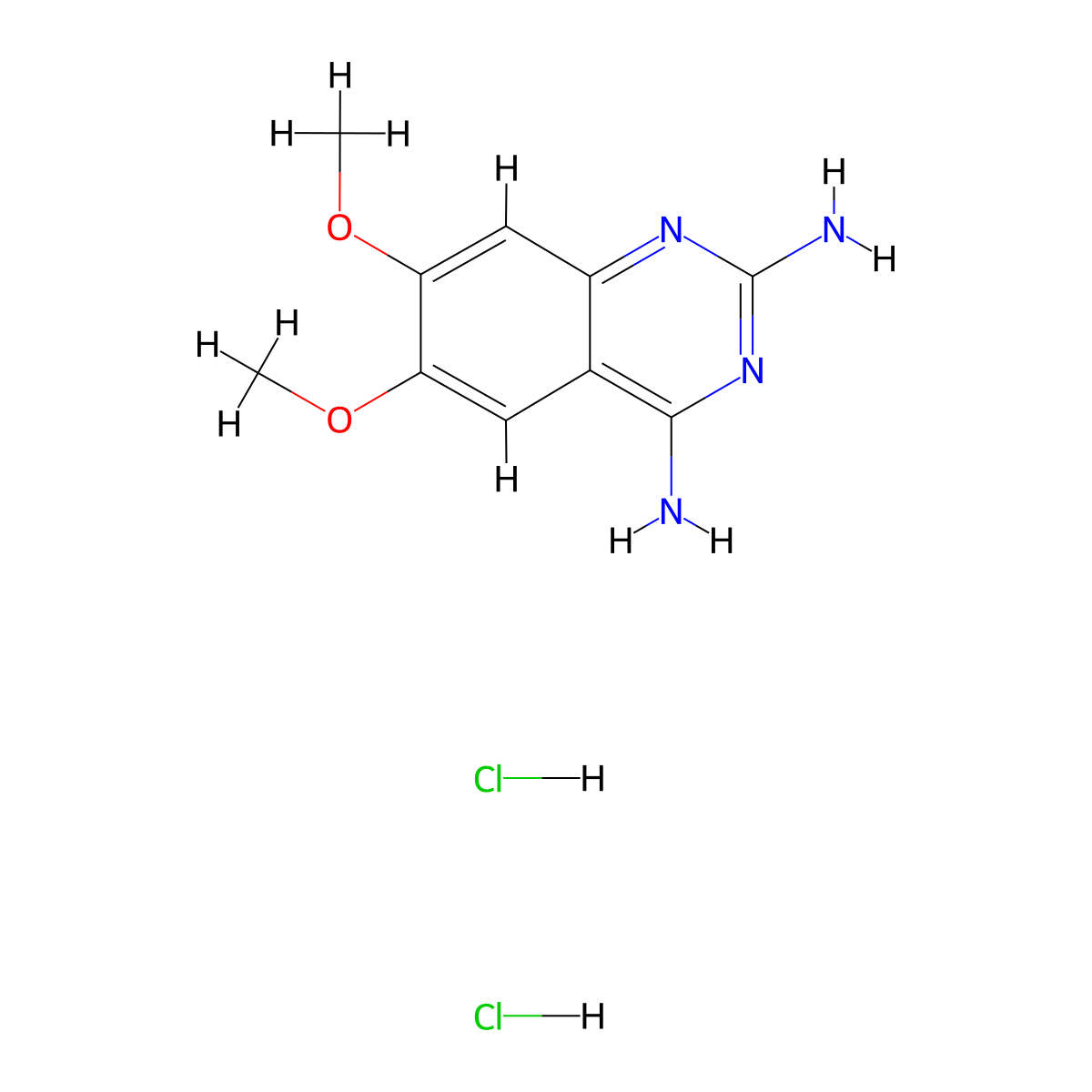 6,7-Dimethoxyquinazoline-2,4-diamine dihydrochloride molecular structure, CAS 2703752-12-7