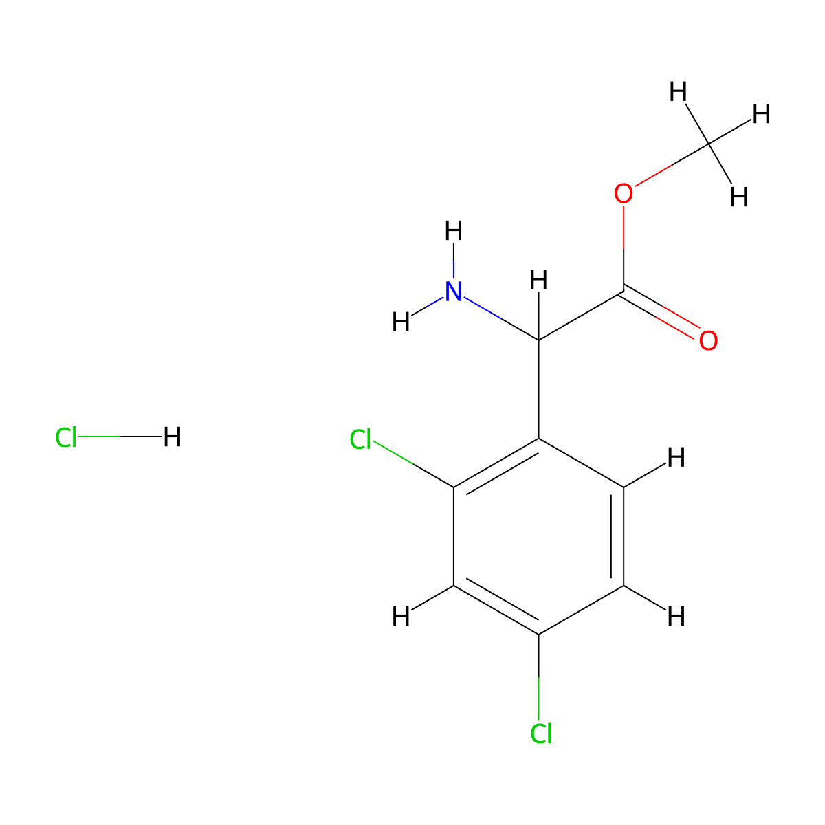 Methyl 2-amino-2-(2,4-dichlorophenyl)acetate hydrochloride molecular structure, CAS 2703752-24-1