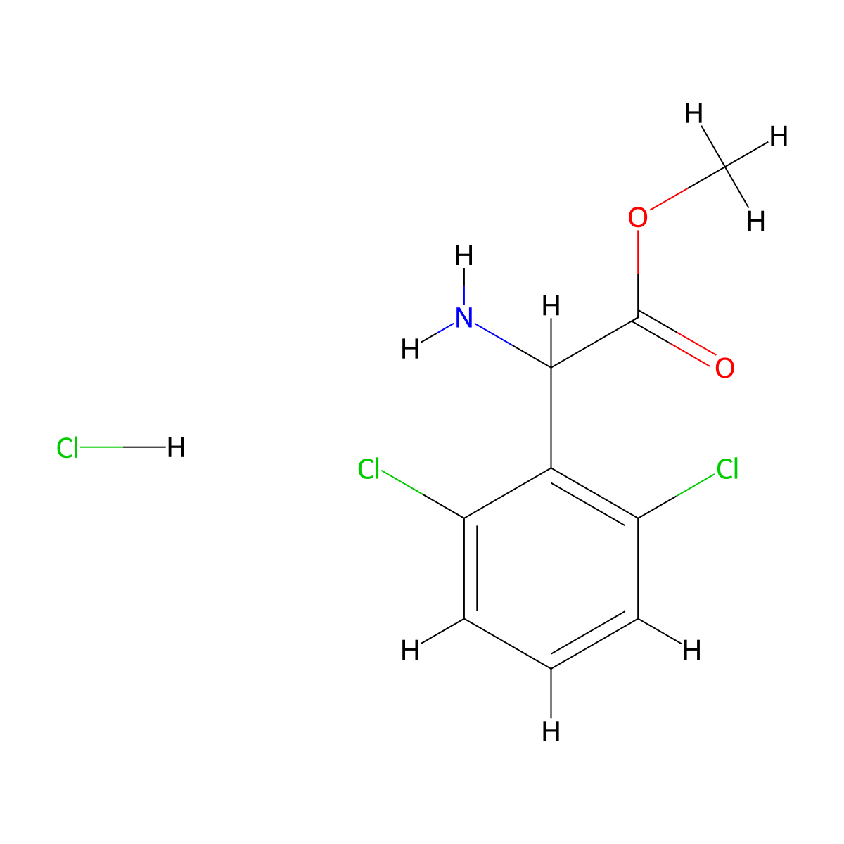 Methyl 2-amino-2-(2,6-dichlorophenyl)acetate hydrochloride molecular structure, CAS 2703752-31-0