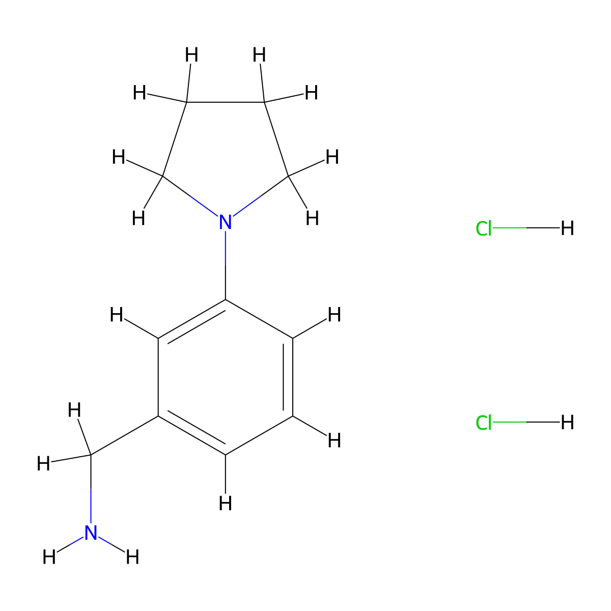 1-[3-(Pyrrolidin-1-yl)phenyl]methanamine dihydrochloride molecular structure, CAS 2703752-36-5