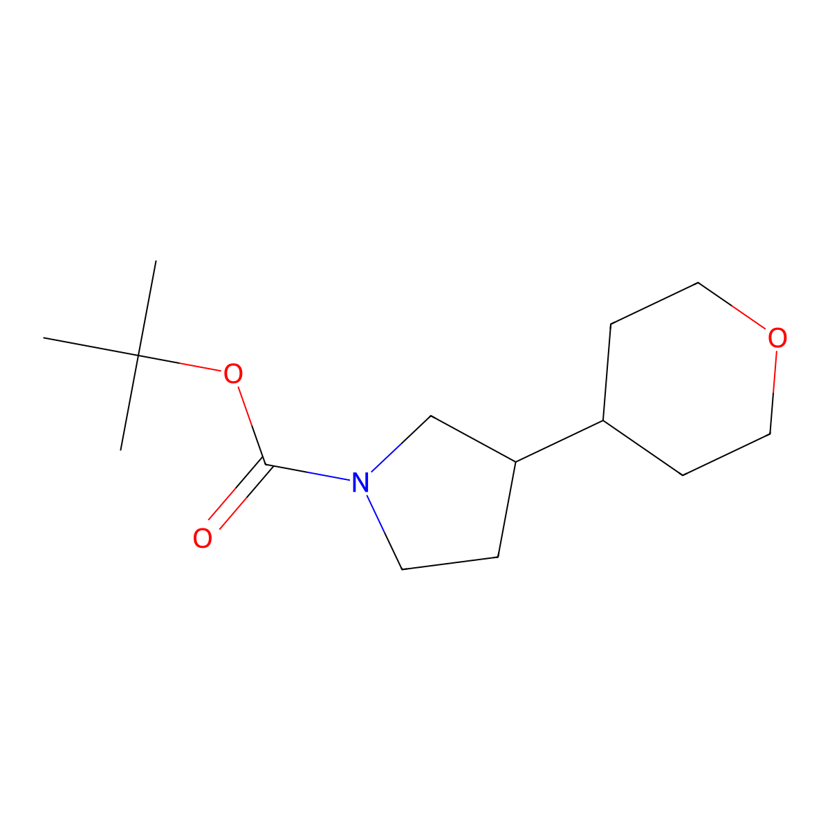 tert-Butyl 3-(tetrahydro-2H-pyran-4-yl)pyrrolidine-1-carboxylate molecular structure, CAS 2703752-37-6