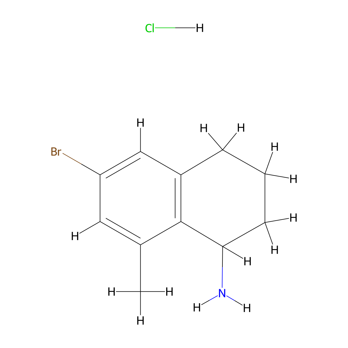 6-Bromo-8-methyl-1,2,3,4-tetrahydronaphthalen-1-amine hydrochloride molecular structure, CAS 2703752-39-8