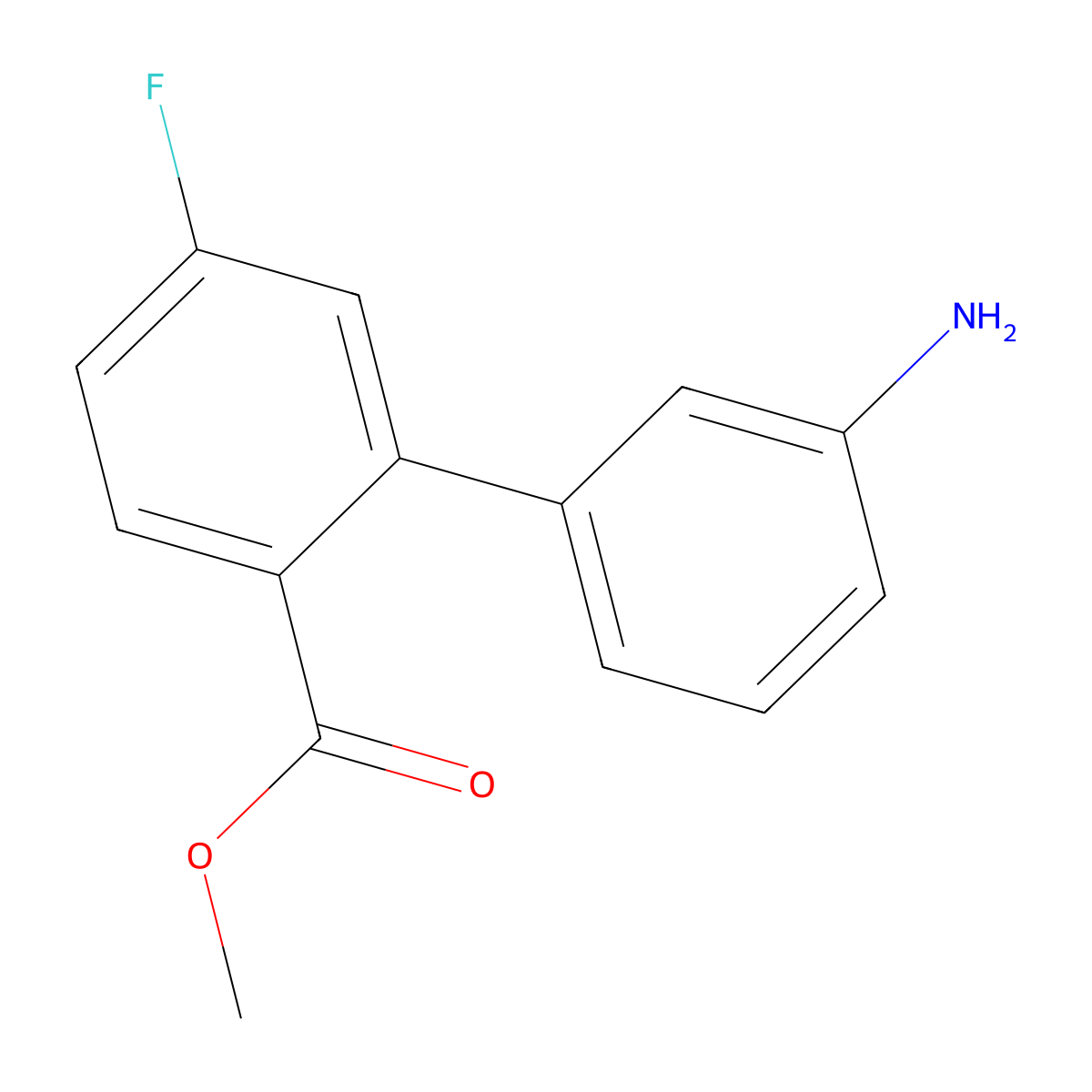 Methyl 2-(3-aminophenyl)-4-fluorobenzoate molecular structure, CAS 2703752-42-3