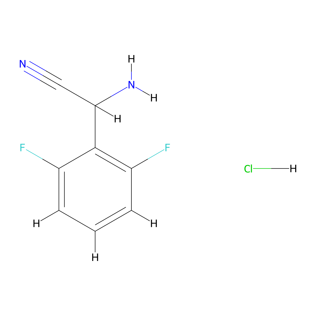 2-Amino-2-(2,6-difluorophenyl)acetonitrile hydrochloride molecular structure, CAS 2703752-43-4
