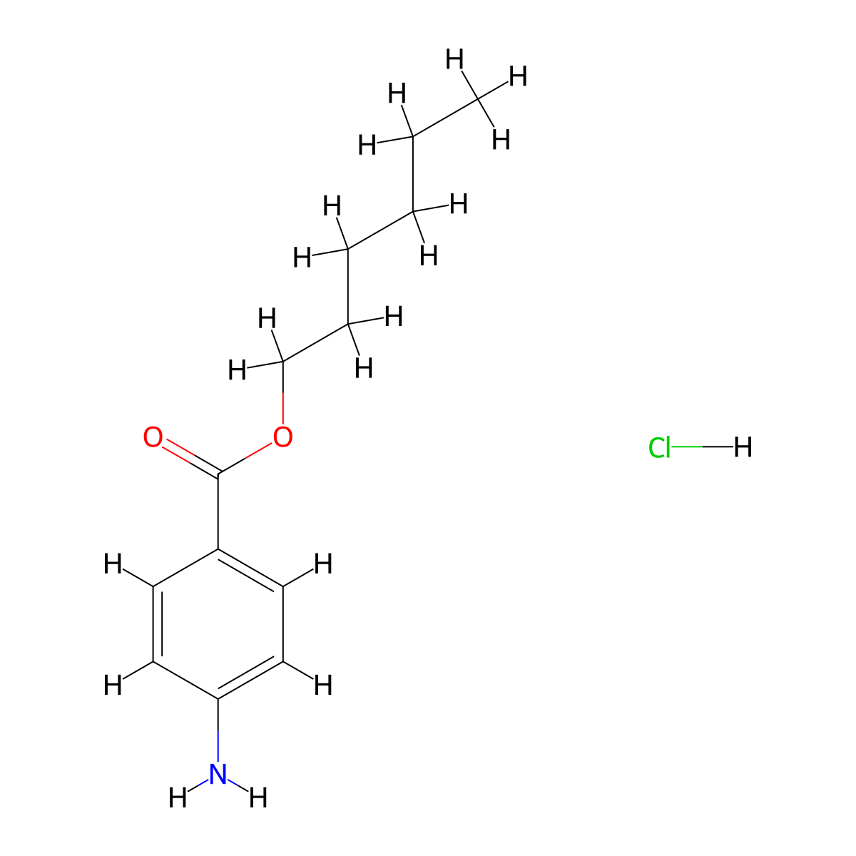Hexyl 4-aminobenzoate hydrochloride molecular structure, CAS 2703752-44-5