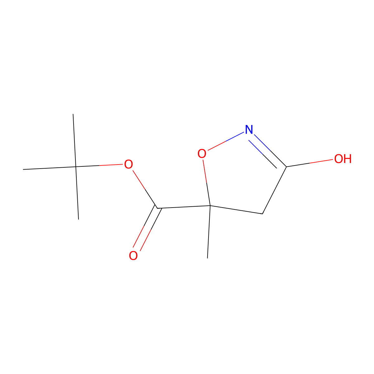 Tert-butyl 3-hydroxy-5-methyl-4,5-dihydro-1,2-oxazole-5-carboxylate molecular structure, CAS 2703752-46-7