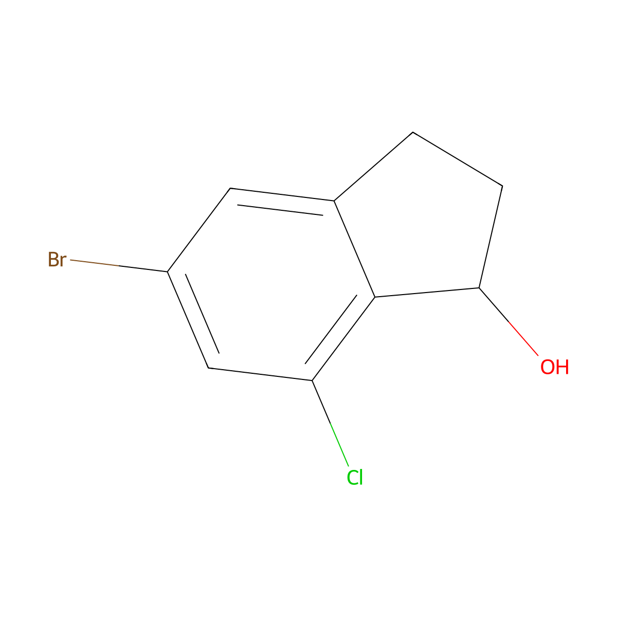 5-Bromo-7-chloro-2,3-dihydro-1H-inden-1-ol molecular structure, CAS 2703752-50-3