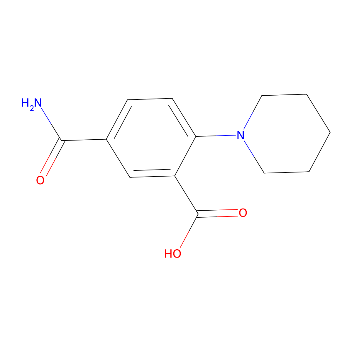5-Carbamoyl-2-(piperidin-1-yl)benzoic acid molecular structure, CAS 2703752-54-7