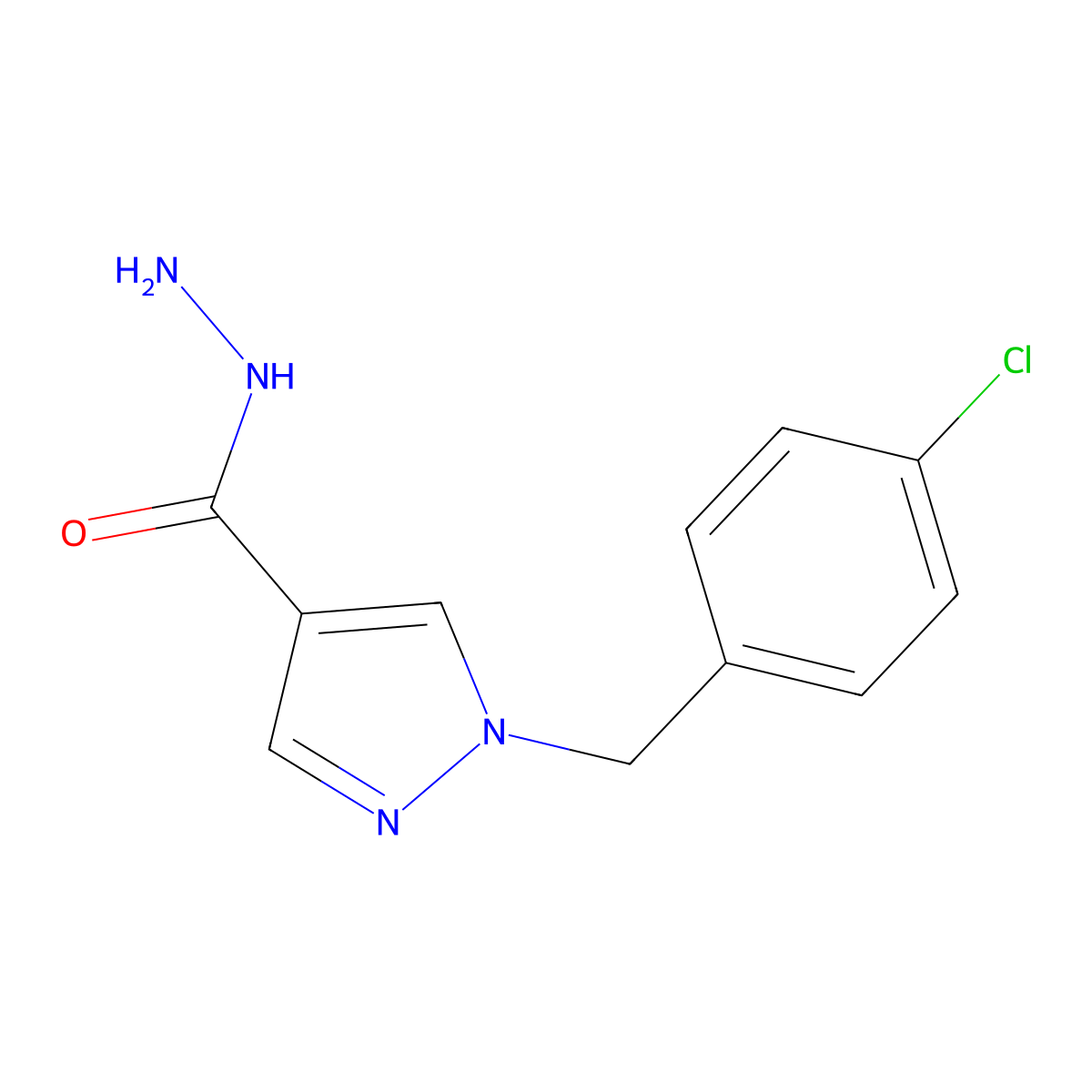 1-[(4-Chlorophenyl)methyl]pyrazole-4-carbohydrazide molecular structure, CAS 2703752-62-7