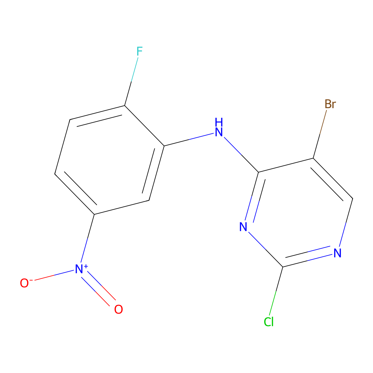5-Bromo-2-chloro-N-(2-fluoro-5-nitrophenyl)pyrimidin-4-amine molecular structure, CAS 2703752-65-0