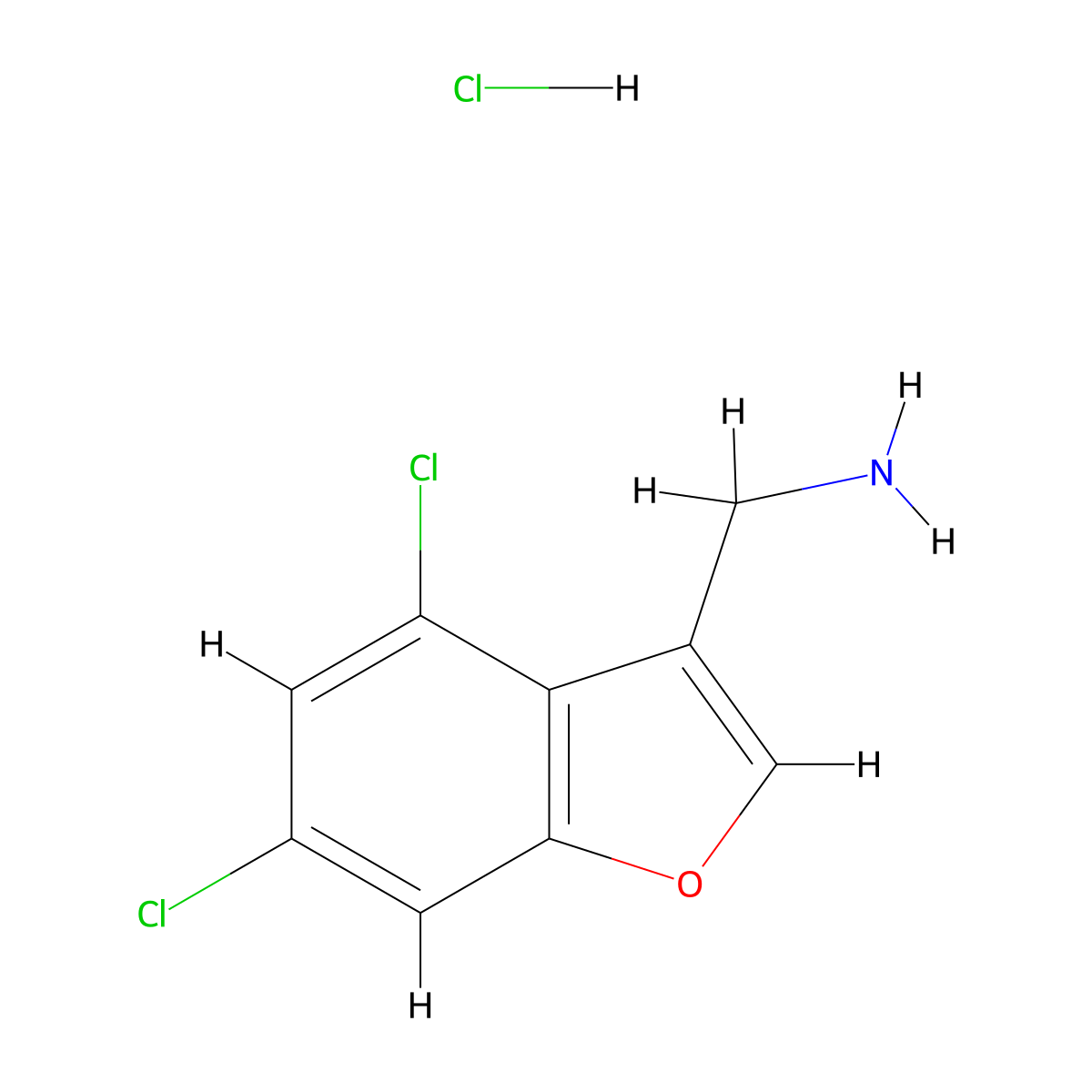 (4,6-Dichlorobenzofuran-3-yl)methanamine hydrochloride molecular structure, CAS 2703752-70-7