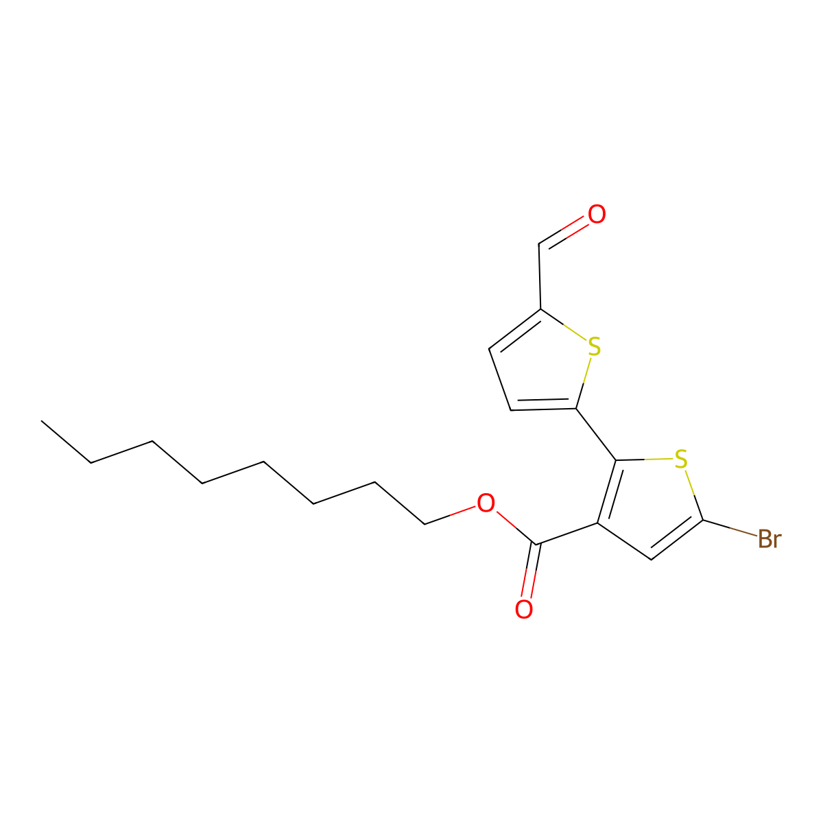 Octyl 5-bromo-5'-formyl-[2,2'-bithiophene]-3-carboxylate molecular structure, CAS 2703752-72-9
