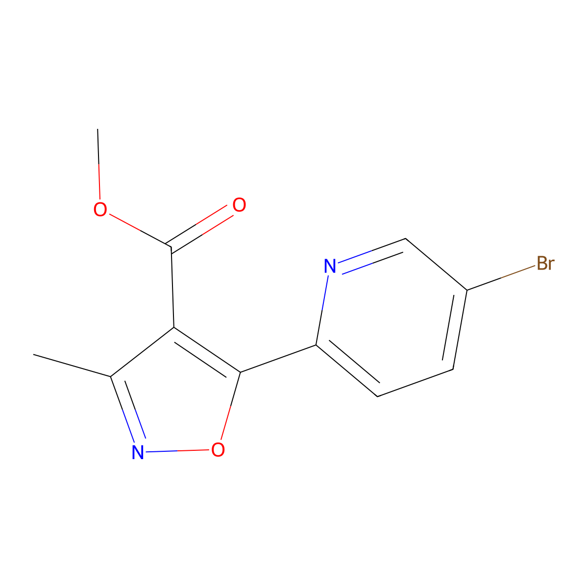 5-(5-Bromo-pyridin-2-yl)-3-methyl-isoxazole-4-carboxylic acid methyl ester molecular structure, CAS 2703752-82-1