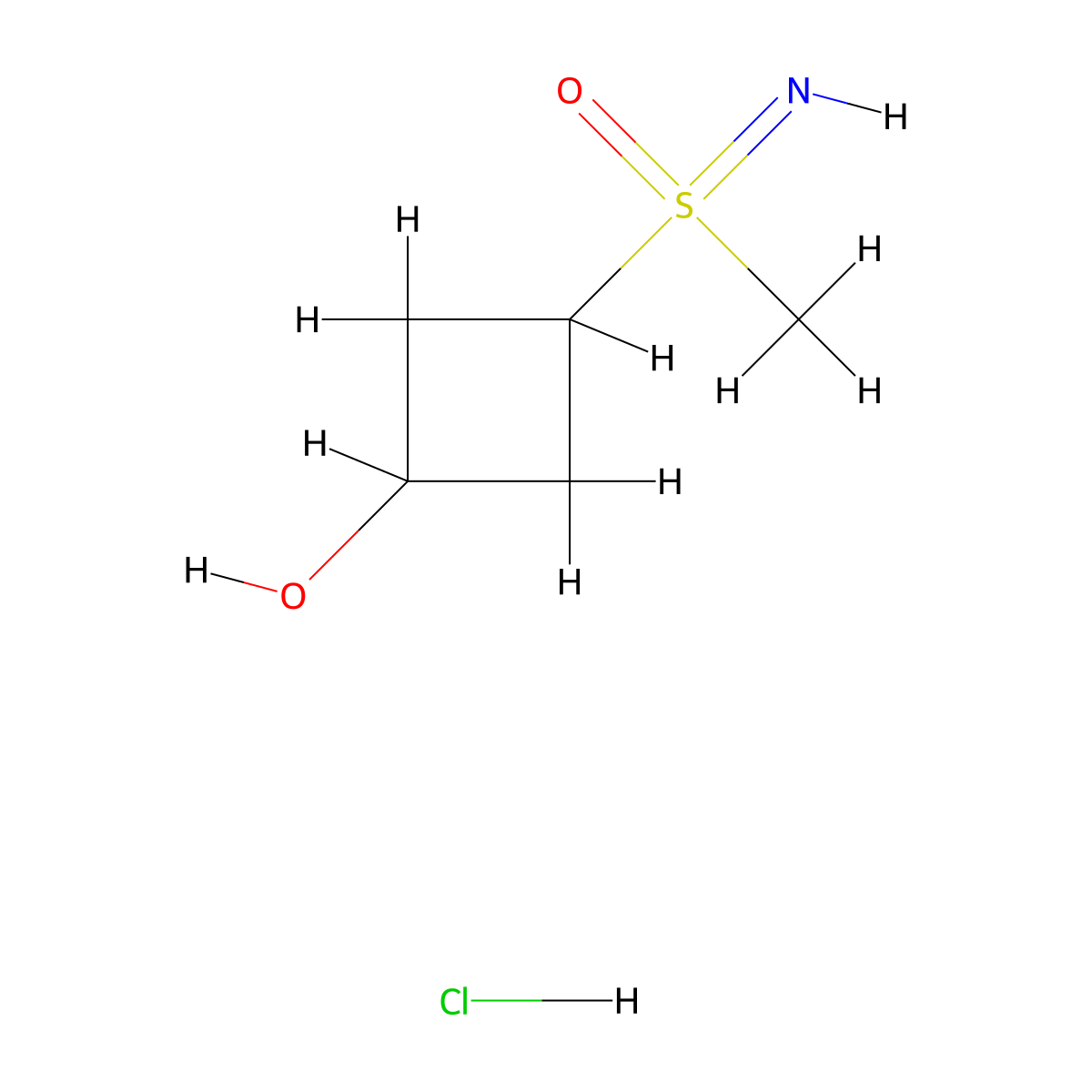 Rac-imino(methyl)((1r,3r)-3-hydroxycyclobutyl)-lambda6-sulfanone hydrochloride molecular structure, CAS 2703756-12-9