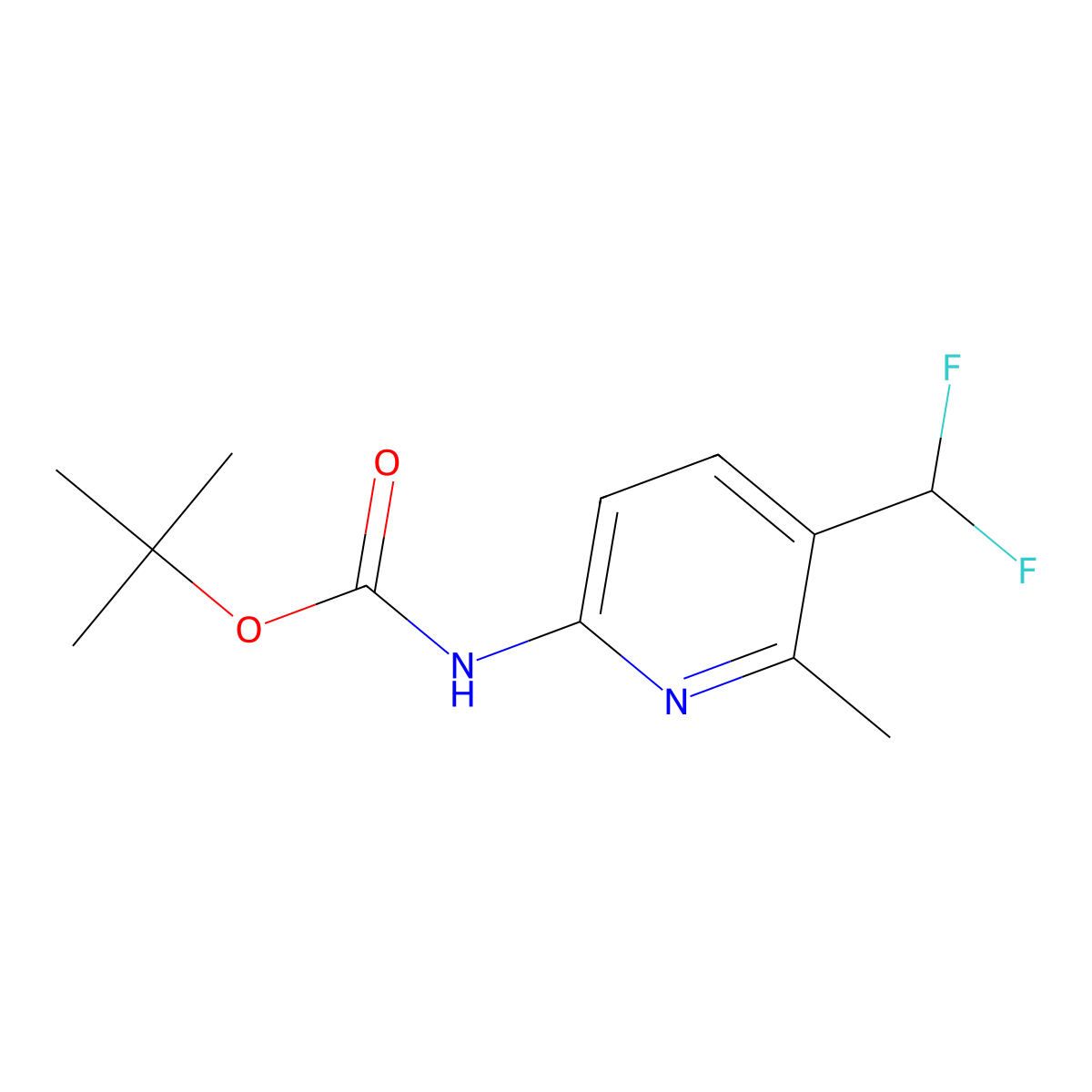 tert-Butyl (5-(difluoromethyl)-6-methylpyridin-2-yl)carbamate molecular structure, CAS 2703756-45-8