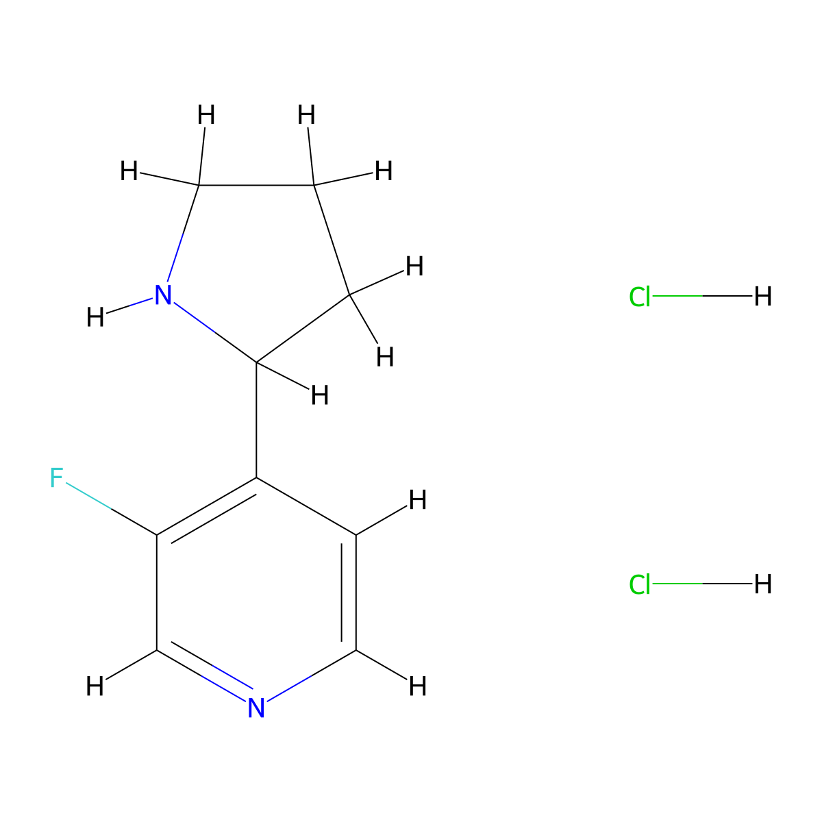 3-Fluoro-4-(pyrrolidin-2-yl)pyridine dihydrochloride molecular structure, CAS 2703756-62-9