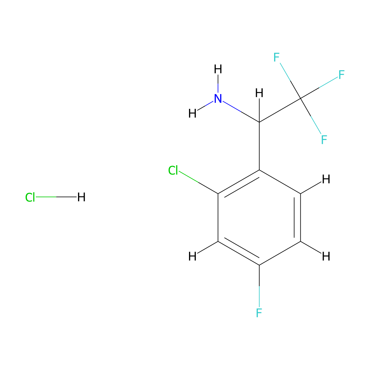 1-(2-Chloro-4-fluorophenyl)-2,2,2-trifluoroethan-1-amine hydrochloride molecular structure, CAS 2703756-64-1