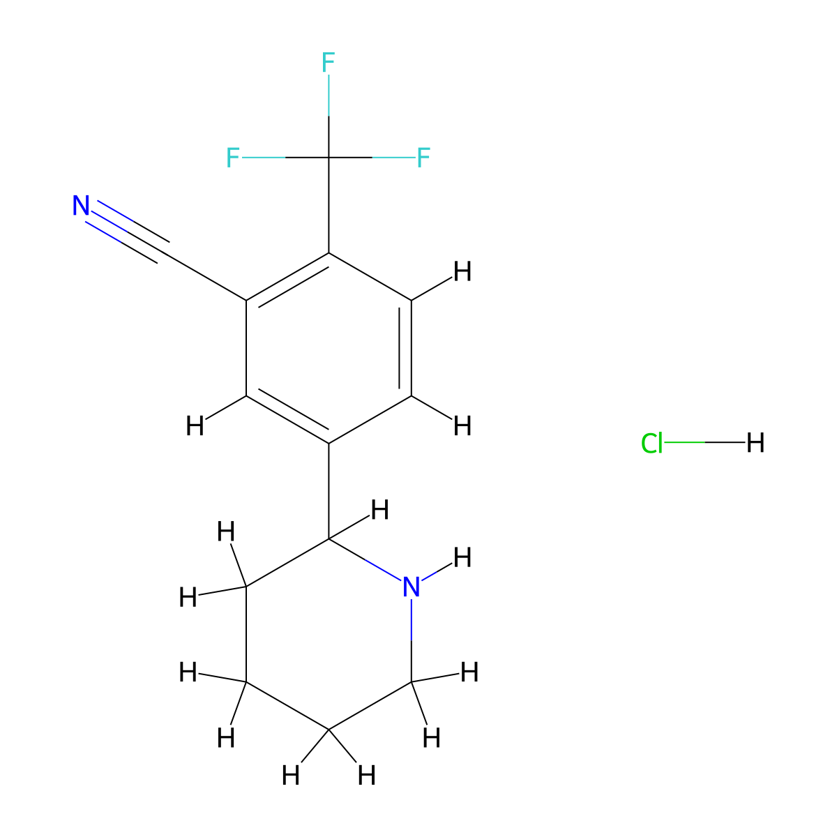 5-(Piperidin-2-yl)-2-(trifluoromethyl)benzonitrile hydrochloride molecular structure, CAS 2703756-73-2