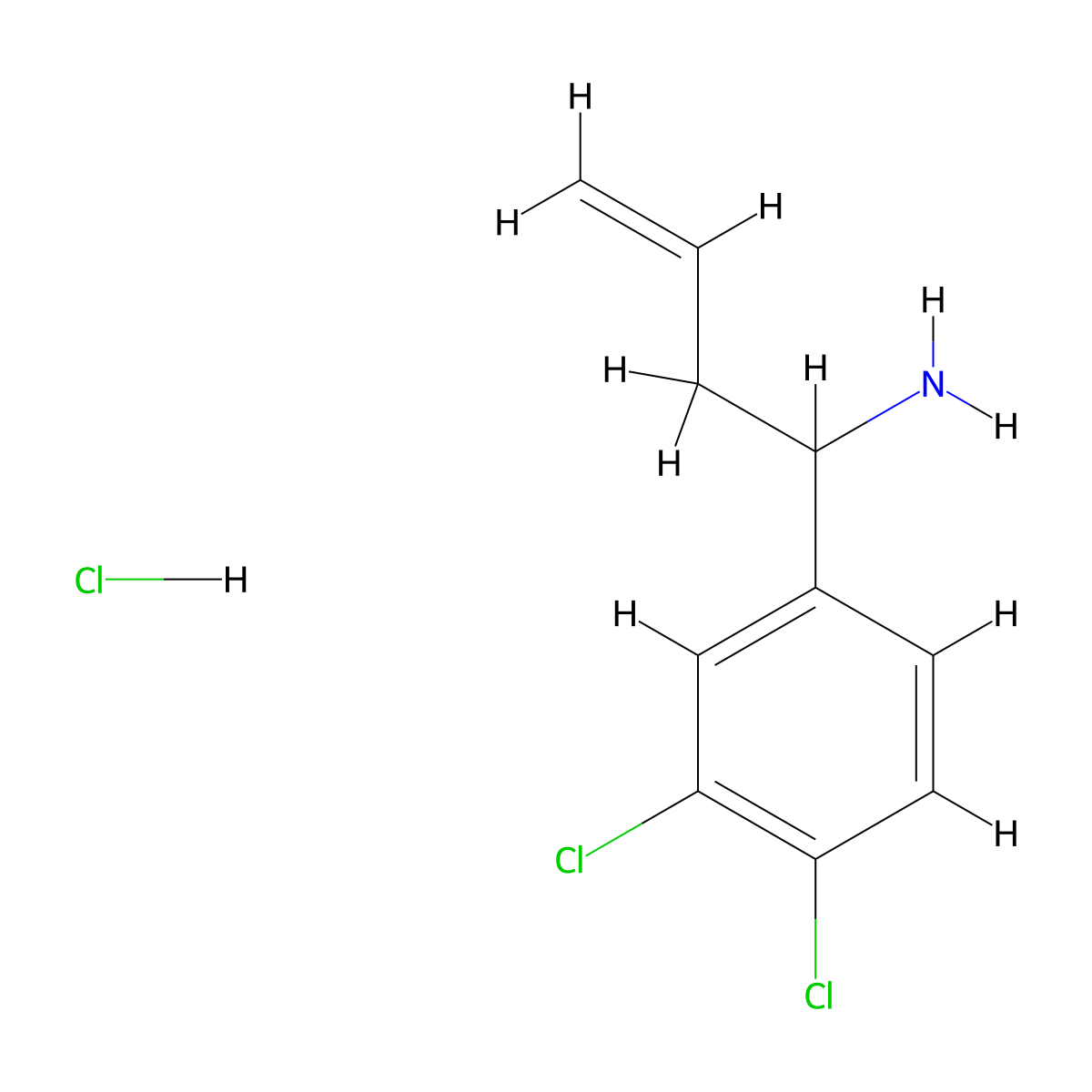 1-(3,4-Dichlorophenyl)but-3-en-1-amine hydrochloride molecular structure, CAS 2703756-74-3