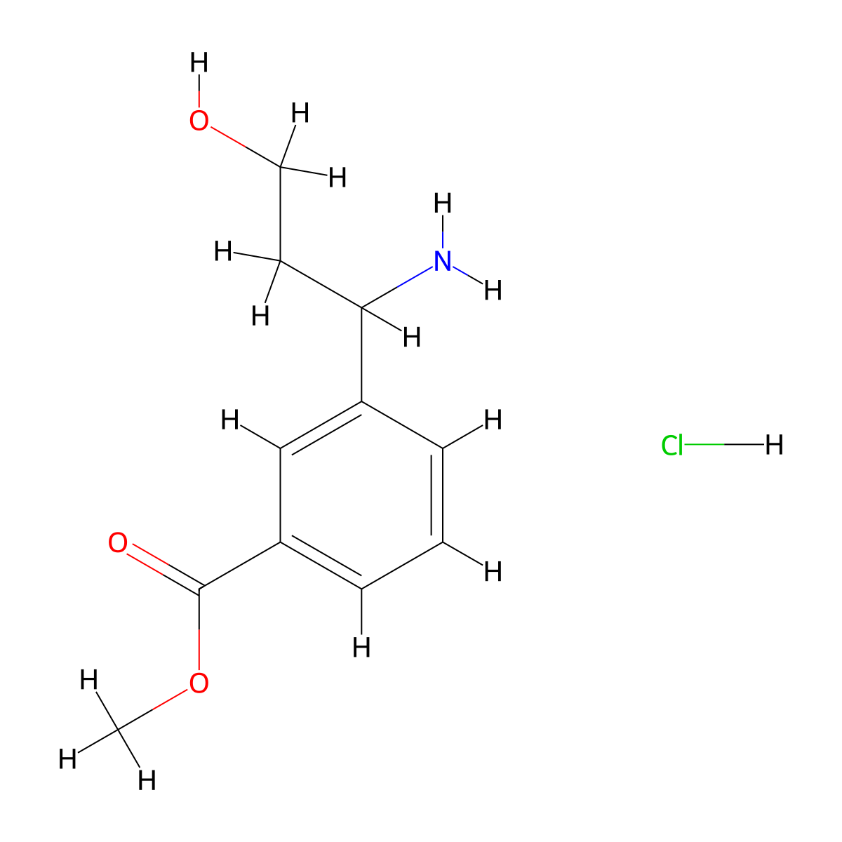 Methyl 3-(1-amino-3-hydroxypropyl)benzoate hydrochloride molecular structure, CAS 2703756-81-2