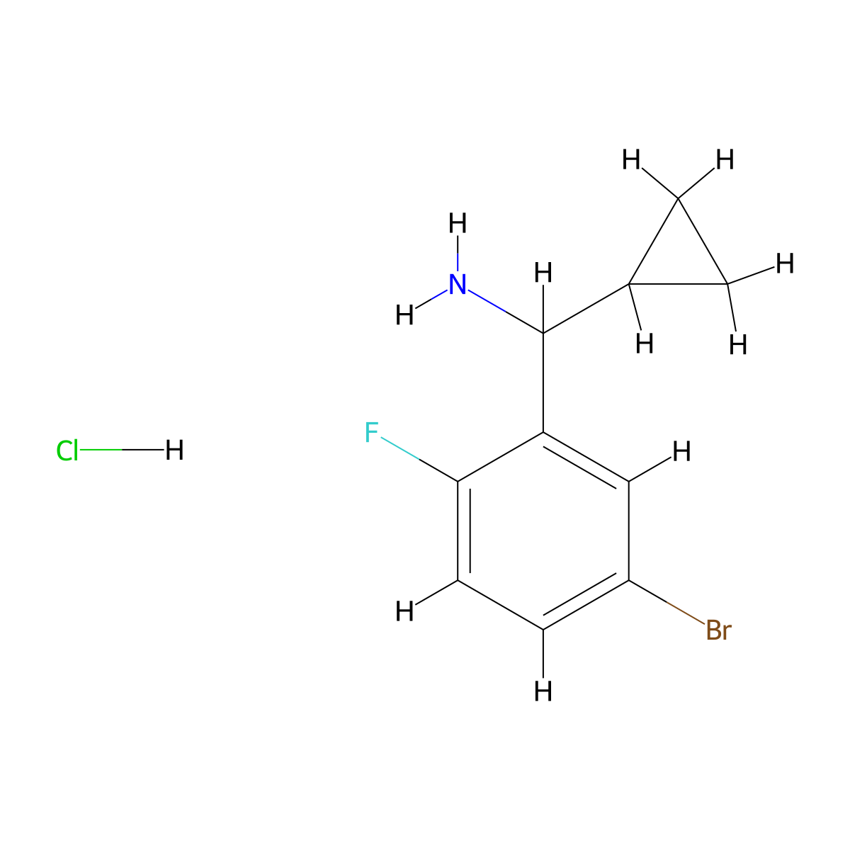 (5-Bromo-2-fluorophenyl)(cyclopropyl)methanamine hydrochloride molecular structure, CAS 2703756-83-4