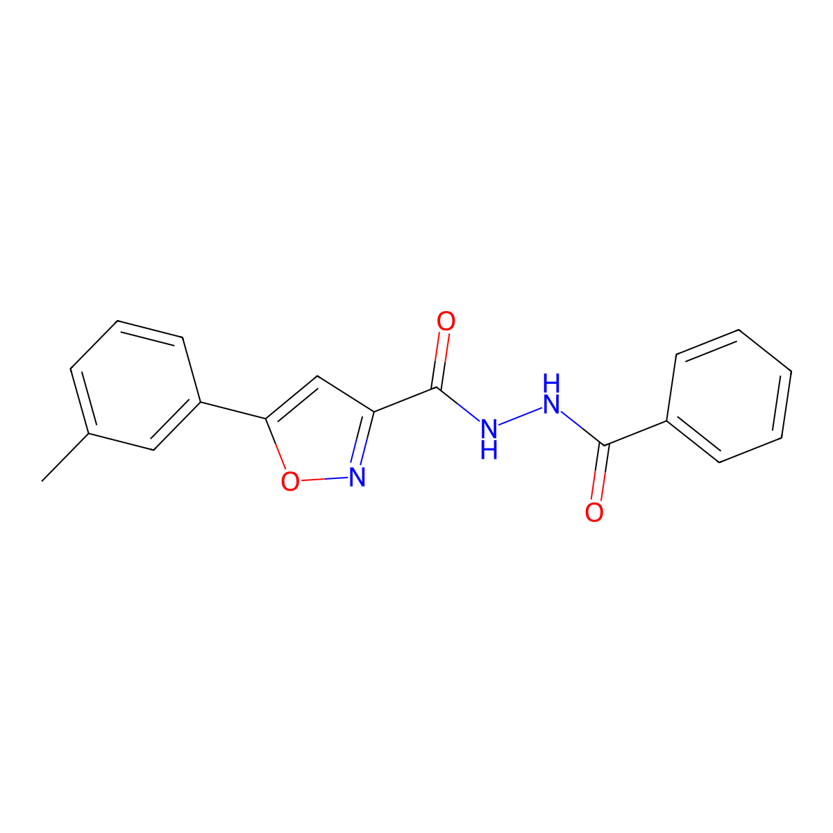 Benzoic acid n'-(5-m-tolyl-isoxazole-3-carbonyl)-hydrazide molecular structure, CAS 2703756-84-5