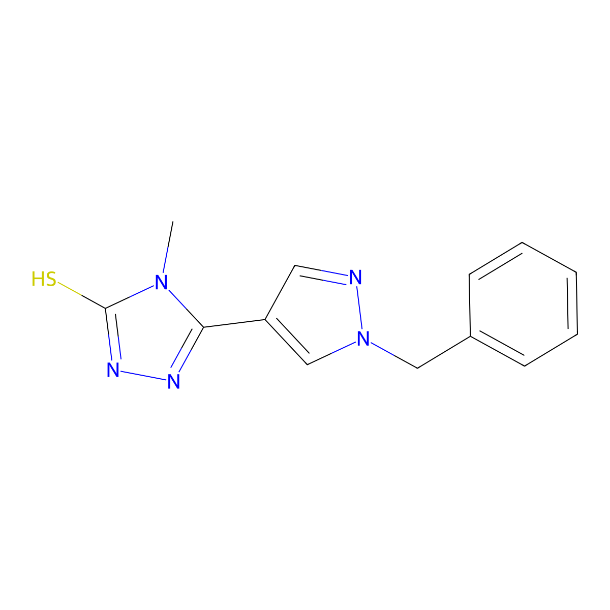 5-(1-Benzyl-1H-pyrazol-4-yl)-4-methyl-4h-[1,2,4]triazole-3-thiol molecular structure, CAS 2703756-97-0