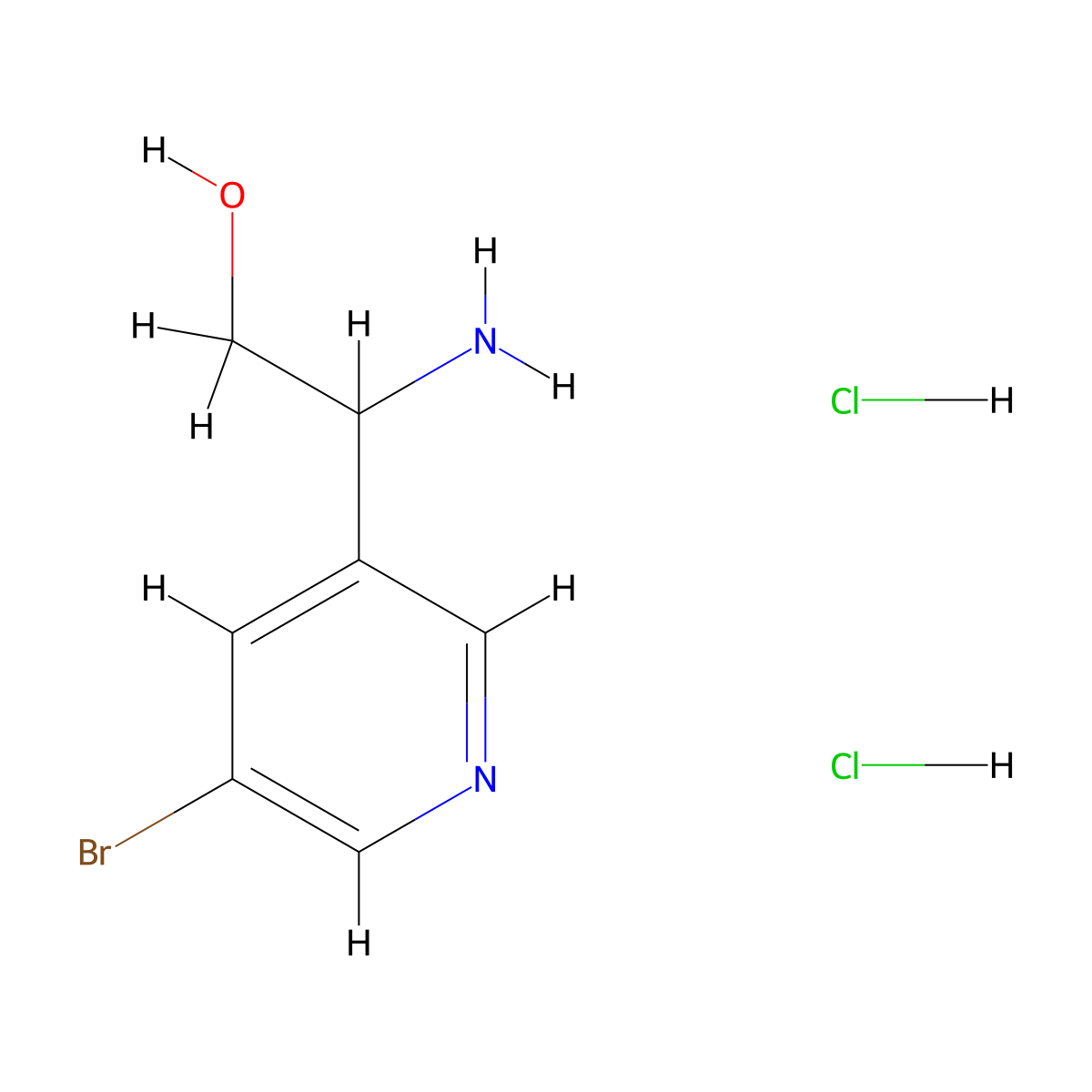 2-Amino-2-(5-bromopyridin-3-yl)ethan-1-ol dihydrochloride molecular structure, CAS 2703756-99-2