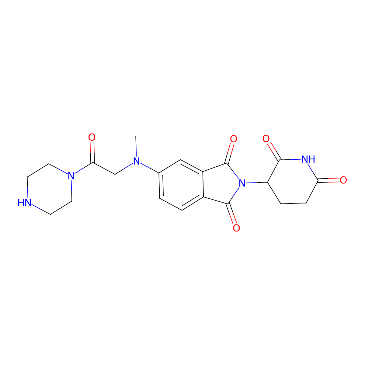 2-(2,6-dioxopiperidin-3-yl)-5-{methyl[2-oxo-2-(piperazin-1-yl)ethyl]amino}-2,3-dihydro-1H-isoindole-1,3-dione molecular structure, CAS 2703759-86-6