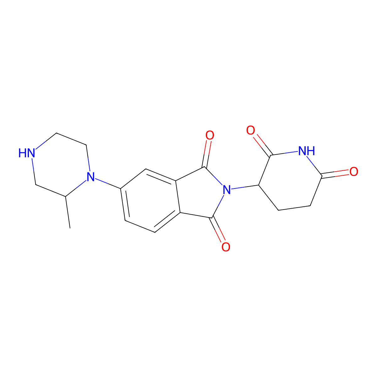 2-(2,6-dioxopiperidin-3-yl)-5-(2-methylpiperazin-1-yl)-2,3-dihydro-1H-isoindole-1,3-dione molecular structure, CAS 2703760-32-9