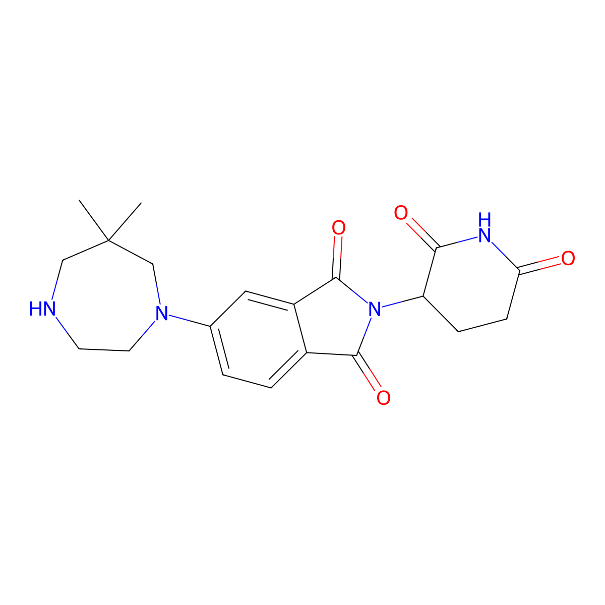 5-(6,6-dimethyl-1,4-diazepan-1-yl)-2-(2,6-dioxopiperidin-3-yl)-2,3-dihydro-1H-isoindole-1,3-dione molecular structure, CAS 2703760-94-3