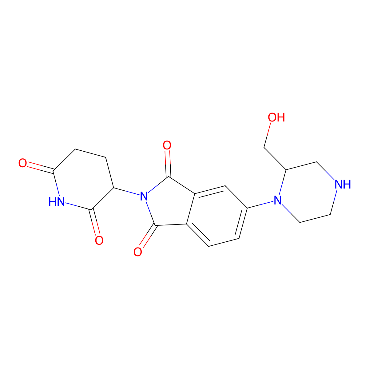 2-(2,6-dioxopiperidin-3-yl)-5-[2-(hydroxymethyl)piperazin-1-yl]-2,3-dihydro-1H-isoindole-1,3-dione molecular structure, CAS 2703762-12-1