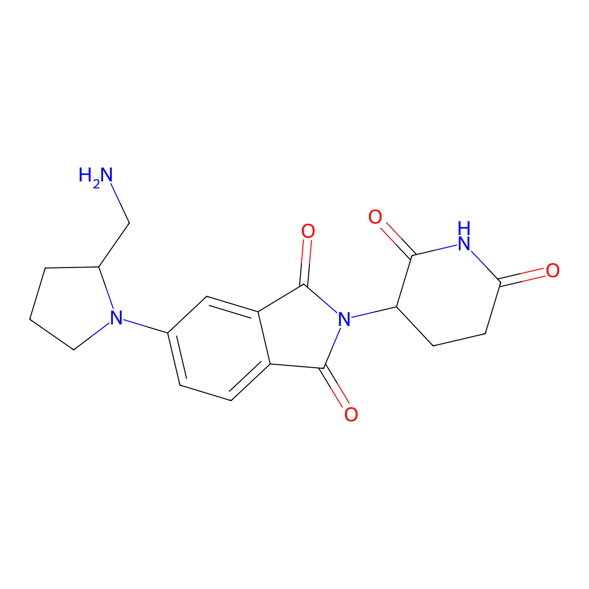 5-[2-(aminomethyl)pyrrolidin-1-yl]-2-(2,6-dioxopiperidin-3-yl)-2,3-dihydro-1H-isoindole-1,3-dione molecular structure, CAS 2703762-91-6