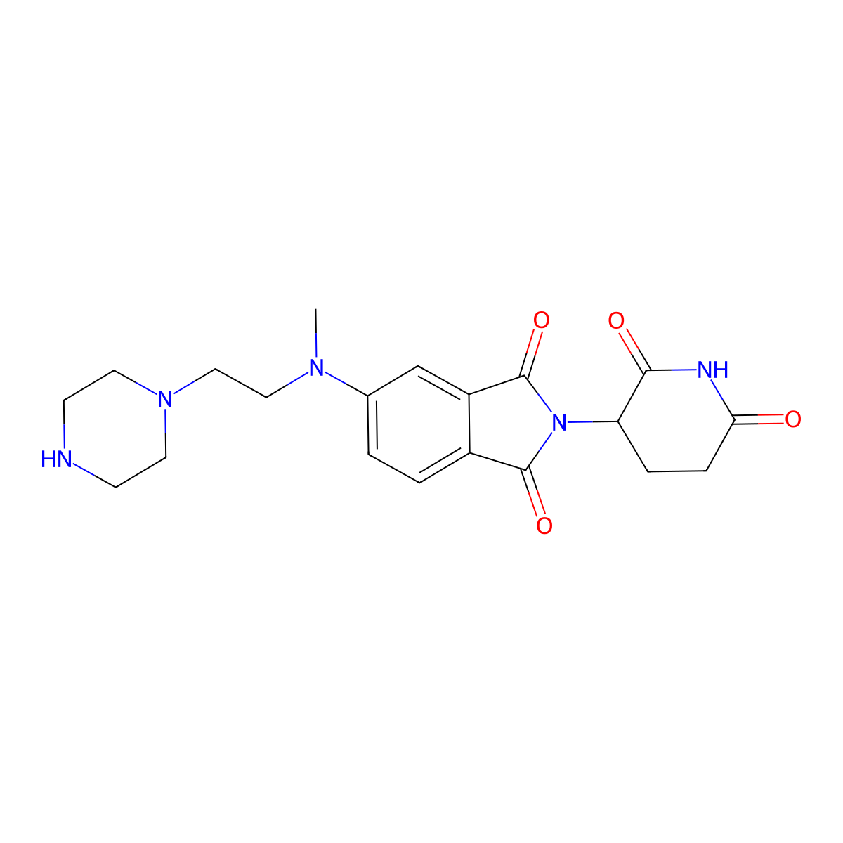 2-(2,6-dioxopiperidin-3-yl)-5-{methyl[2-(piperazin-1-yl)ethyl]amino}-2,3-dihydro-1H-isoindole-1,3-dione molecular structure, CAS 2703763-01-1