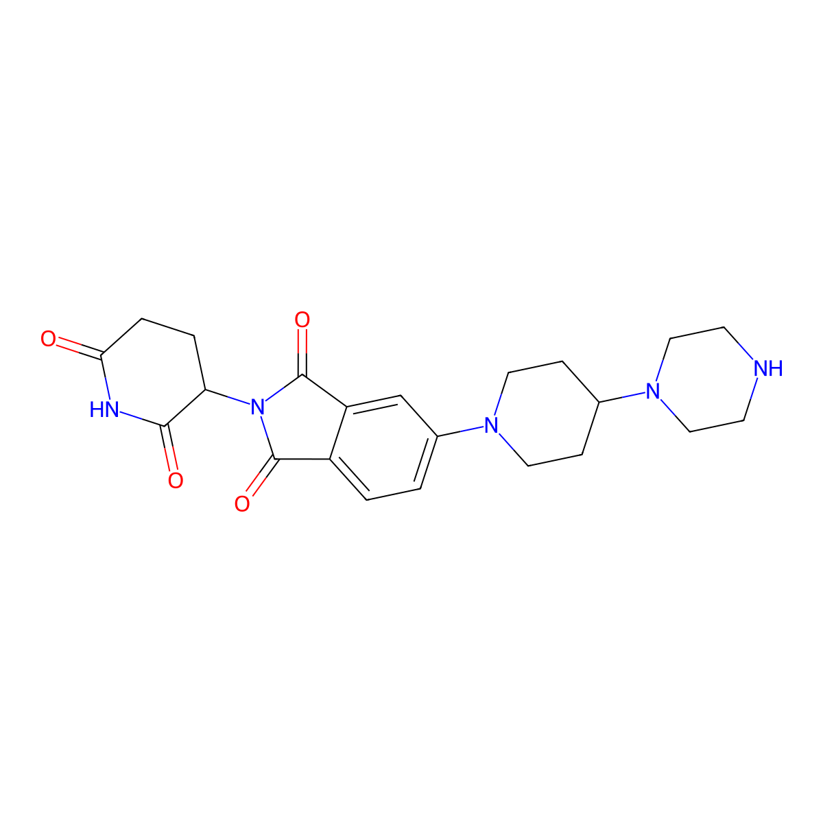 2-(2,6-dioxopiperidin-3-yl)-5-[4-(piperazin-1-yl)piperidin-1-yl]-2,3-dihydro-1H-isoindole-1,3-dione molecular structure, CAS 2703763-30-6