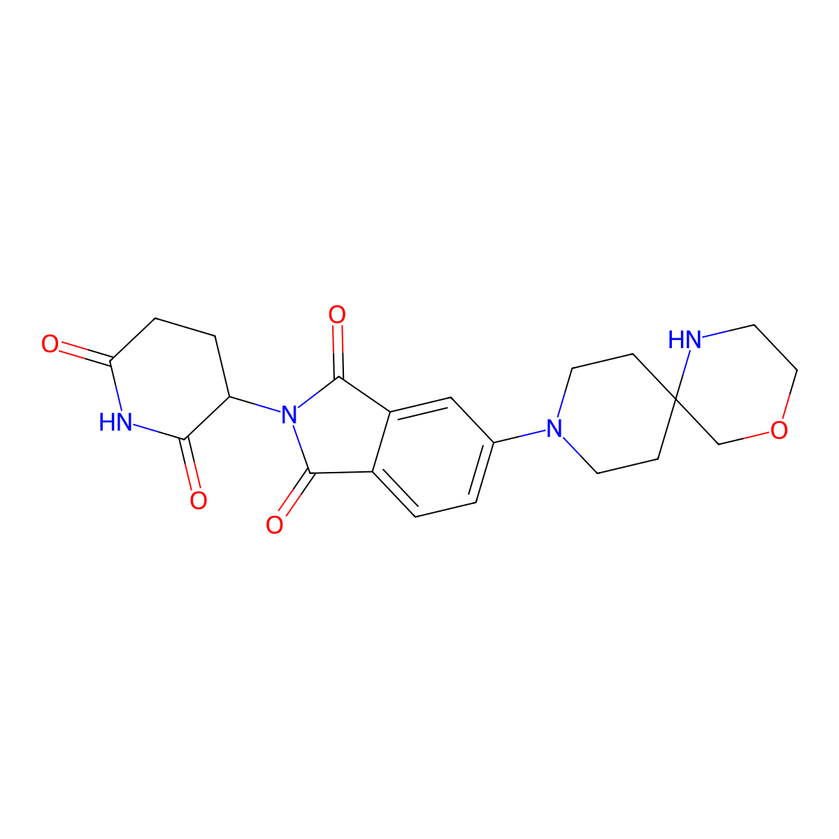 2-(2,6-dioxopiperidin-3-yl)-5-{4-oxa-1,9-diazaspiro[5.5]undecan-9-yl}-2,3-dihydro-1H-isoindole-1,3-dione molecular structure, CAS 2703763-88-4